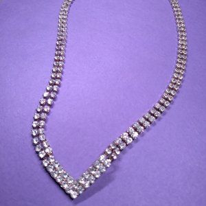 Beautiful, Simulated diamonds made of multi sparkle glass set silver mixed metal
